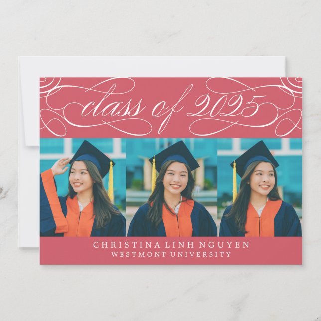 ELEGANT SCRIPT CLASS OF 2025 PHOTO GRADUATION INVITATION (Front)