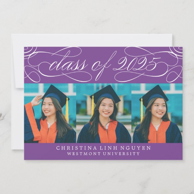 ELEGANT SCRIPT CLASS OF 2025 PHOTO GRADUATION INVITATION (Front)