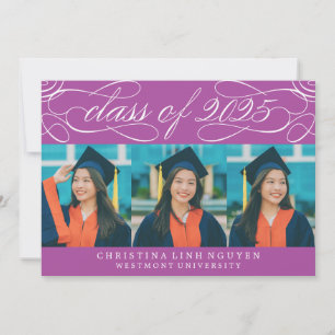 ELEGANT SCRIPT CLASS OF 2025 PHOTO GRADUATION INVITATION