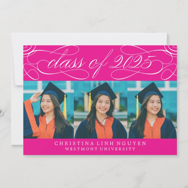 ELEGANT SCRIPT CLASS OF 2025 PHOTO GRADUATION INVITATION (Front)