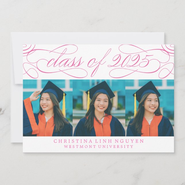 ELEGANT SCRIPT CLASS OF 2025 PHOTO GRADUATION INVITATION (Front)