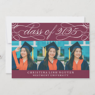 ELEGANT SCRIPT CLASS OF 2025 PHOTO GRADUATION INVITATION