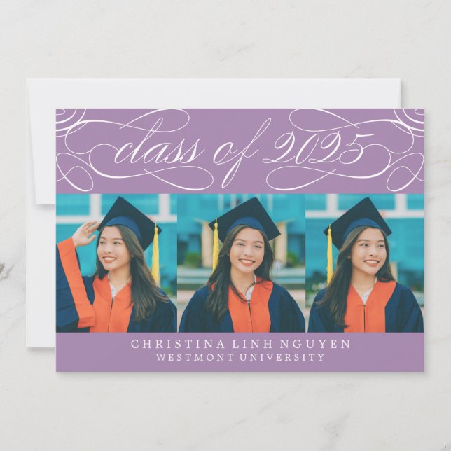ELEGANT SCRIPT CLASS OF 2025 PHOTO GRADUATION INVITATION (Front)
