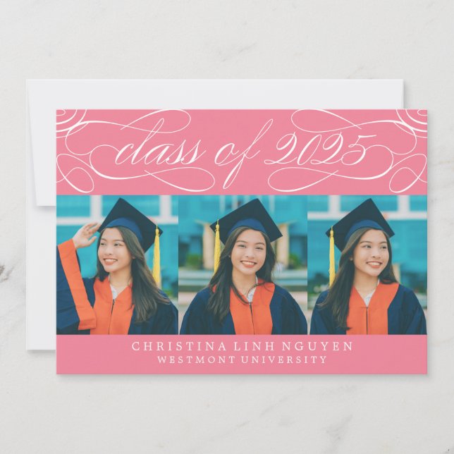 ELEGANT SCRIPT CLASS OF 2025 PHOTO GRADUATION INVITATION (Front)
