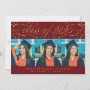 ELEGANT SCRIPT CLASS OF 2025 PHOTO GRADUATION INVITATION