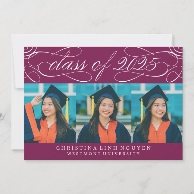 ELEGANT SCRIPT CLASS OF 2025 PHOTO GRADUATION INVITATION (Front)