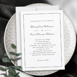 Elegant Script Classic Black White Formal Weddings Invitation