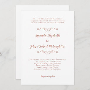 Elegant Script Classic Formal Wedding Rose Gold Invitation