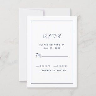 Elegant Script Classic Wedding Enclosure Navy Blue RSVP Card