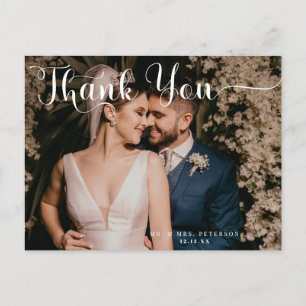 Elegant Script Classic Wedding Photo Thank You Postcard