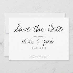 Elegant Script Classy Black & White Wedding Save The Date