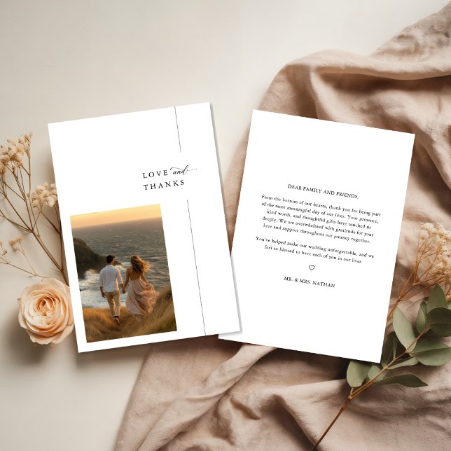 Élégant Script Coastal Photo Mariage Love Merci (Créateur téléchargé)