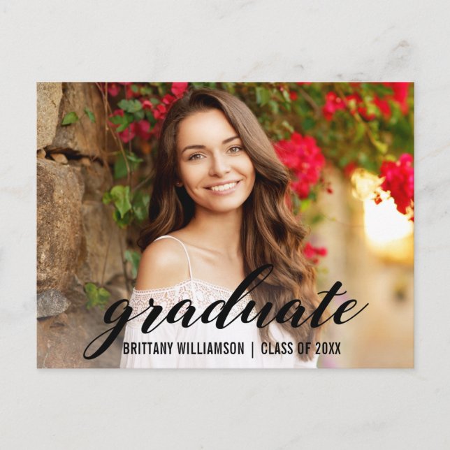 Elegant Script College Graduation Announcement (Front)