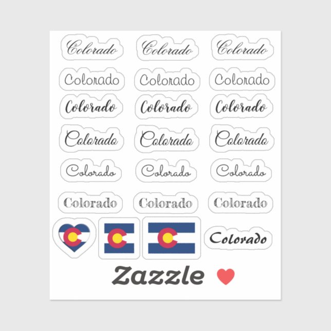 Elegant script Colorado & Colorado Flag /name Set (Sheet)
