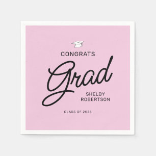 Elegant Script Congrats Grad Graduation Party Napkin