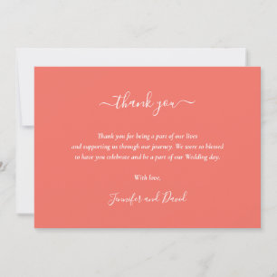 Elegant Script Coral Thank You Card