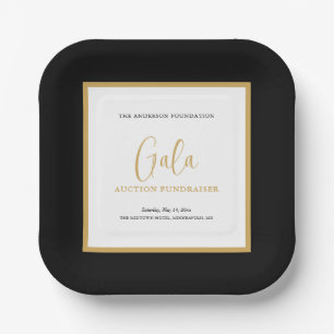 Elegant Script Corporate Gala Fundraiser Paper Plate