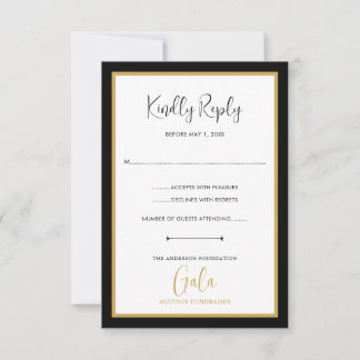 Elegant Script Corporate Gala Fundraiser RSVP Card