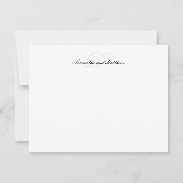 Elegant Script Couple Last Name Initial Monogram Card (Front)