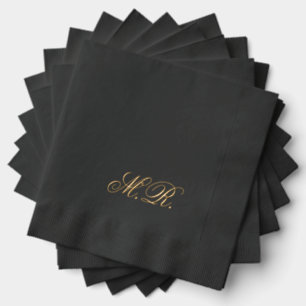 Elegant Script Couple Monogram Initials Wedding Foil Napkins