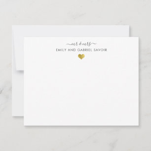 Elegant Script Couple Name Gold Heart Newlywed   Card