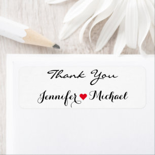 Élégant Script Couple Nom Mariage de coeur Merci