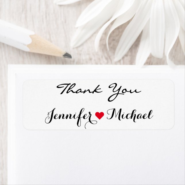 Élégant Script Couple Nom Mariage de coeur Merci (En situation)