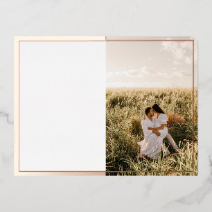 Elegant Script Couple Photo Wedding Save The Date Foil Invitation Postcard