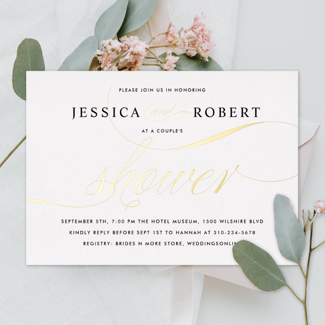 Elegant Script Couple's Shower Gold Foil (Creator Uploaded)