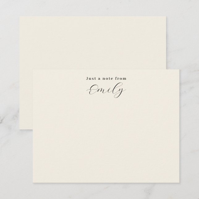 Elegant Script Cream Personalized Flat Card (Front/Back)