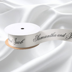 Elegant Script Cream Wedding  Satin Ribbon
