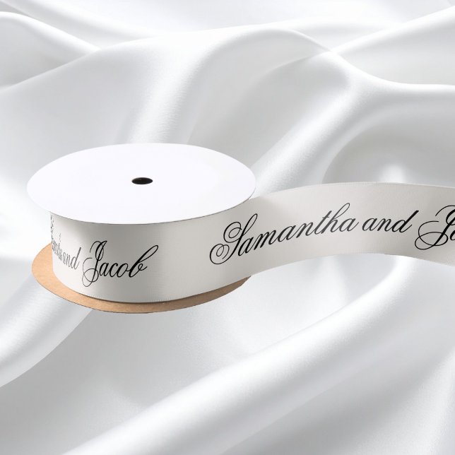 Elegant Script Cream Wedding  Satin Ribbon (Creator Uploaded)