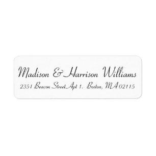 Elegant Script Custom black white return address