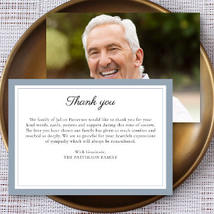 Elegant Script Custom Message Funeral Photo Thank You Card