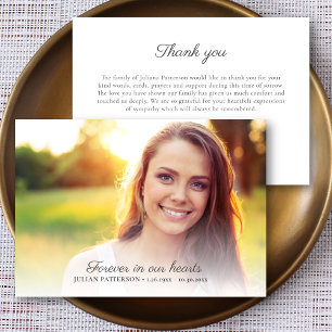 Elegant Script Custom Message Funeral Photo Thank You Card