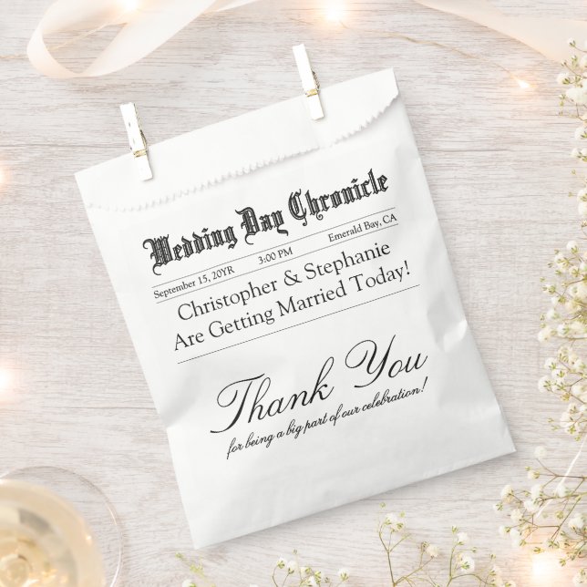 Elegant Script Custom Minimalist Wedding Thank You Favour Bag (Clipped)