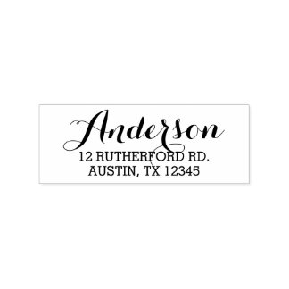 Elegant Script Custom Name and Return Address Rubber Stamp