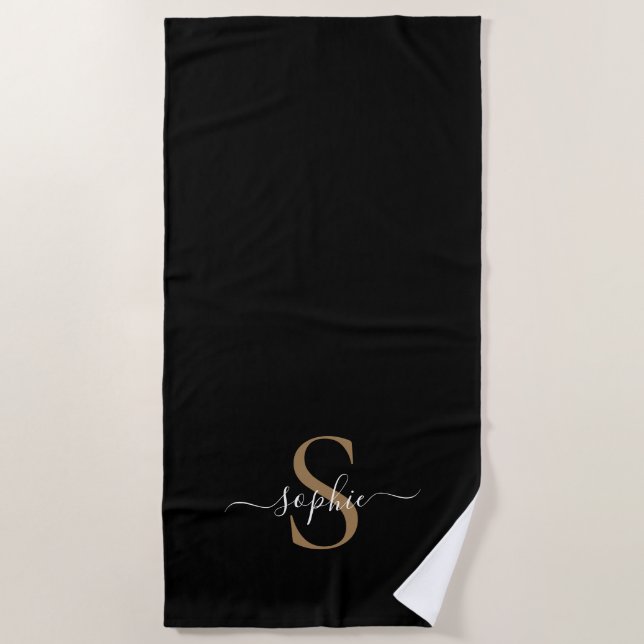 Elegant Script Custom Name Personalized Gift Beach Towel (Front)