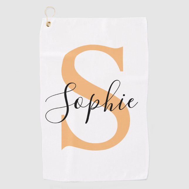 Elegant Script Custom Name Personalized Gift Golf Towel (Front)