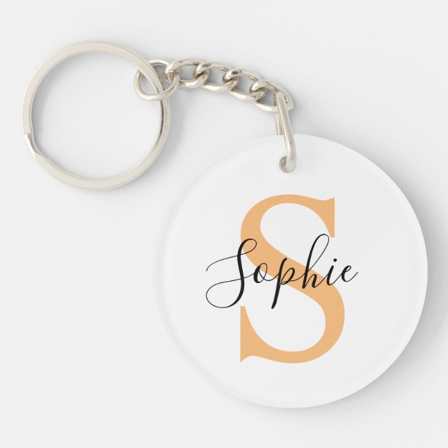 Elegant Script Custom Name Personalized Gift Keychain (Front)