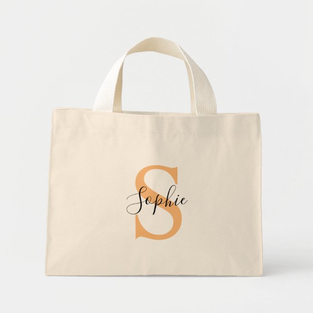 Elegant Script Custom Name Personalized Gift Mini Tote Bag (Front)