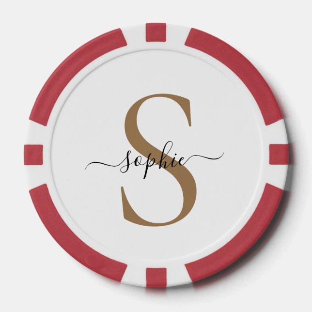 Elegant Script Custom Name Personalized Gift Poker Chips (Front)