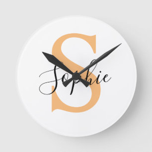 Elegant Script Custom Name Personalized Gift Round Clock