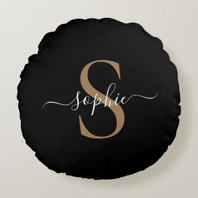 Elegant Script Custom Name Personalized Gift Round Pillow (Front)