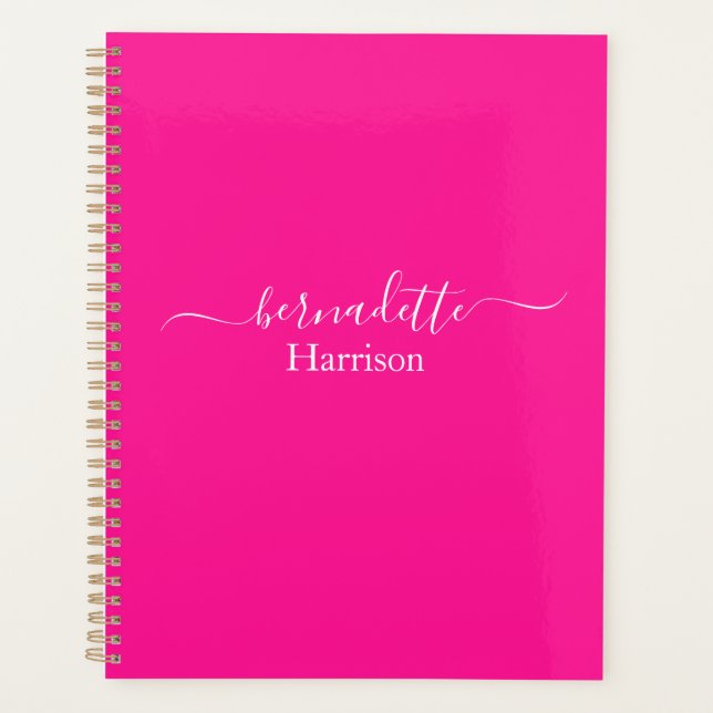 Elegant Script | Custom Name | Pink Planner (Front)
