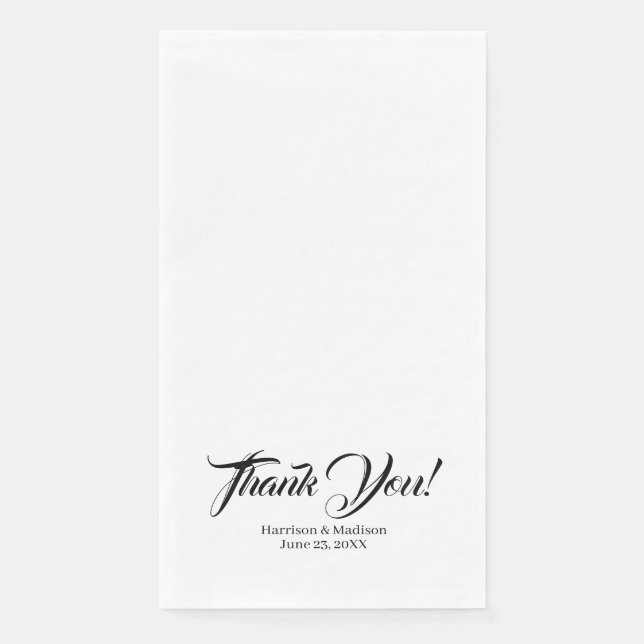Elegant script custom names thank you Wedding Napkin (Front)