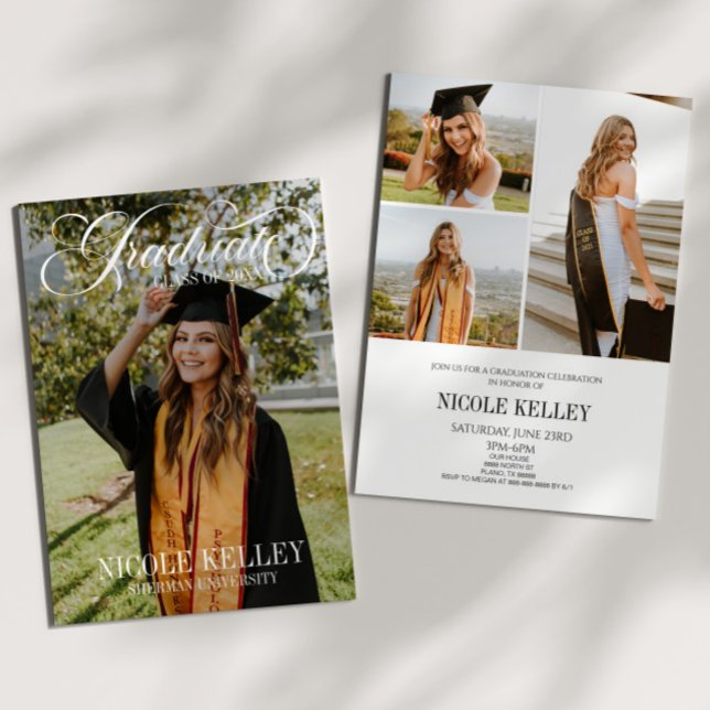 Elegant Script Custom Photo Graduation Invitation (Creator Uploaded)