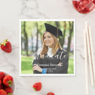 Elegant Script Custom Photo Graduation  Napkin