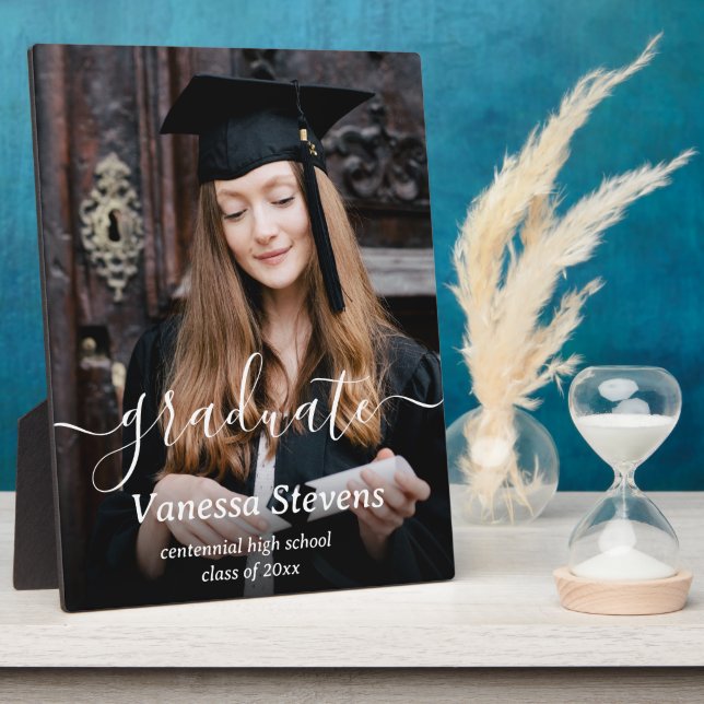 Elegant Script Custom Photo Graduation  Plaque (Side)