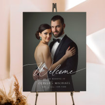Élégant script Custom Photo Mariage Welcome